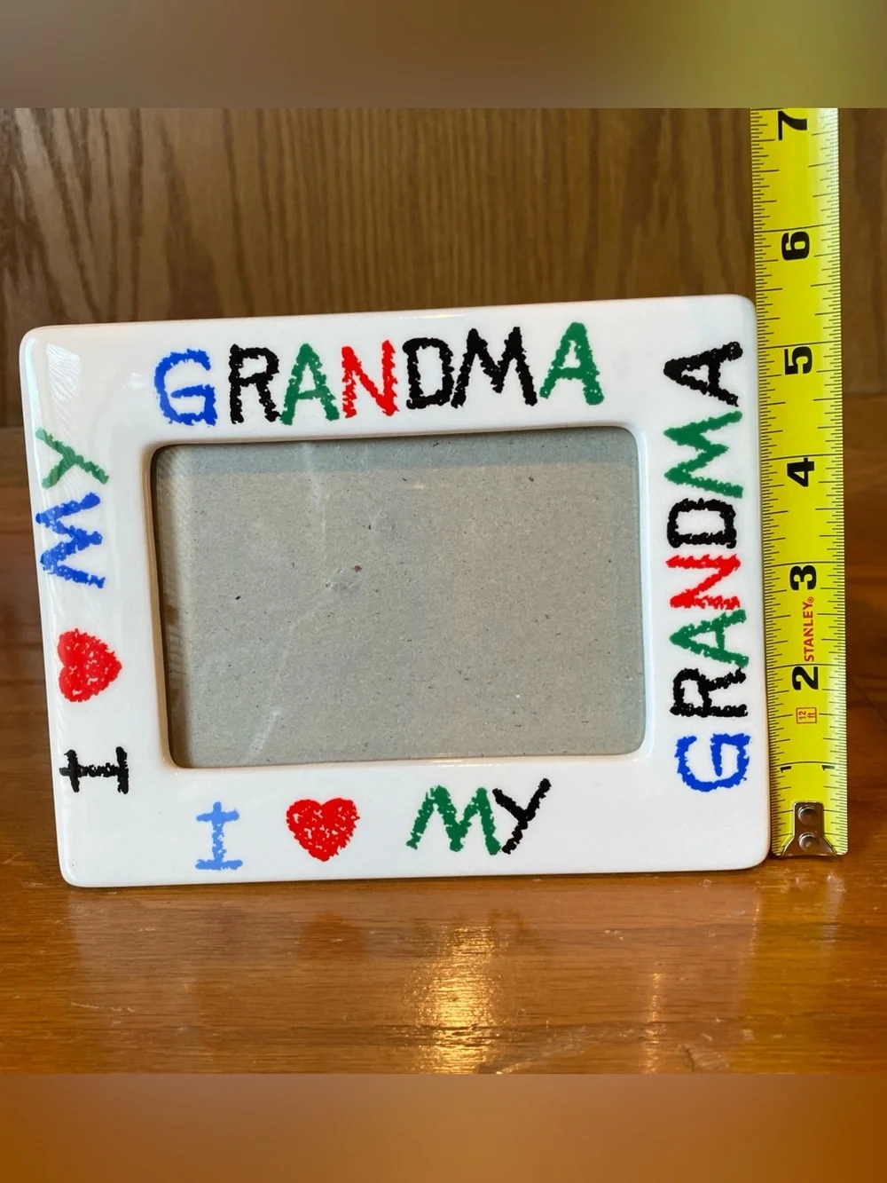 Vtg I Love My Grandma Ceramic Picture Frame Colorful Lettering Holds 4x6 Photo